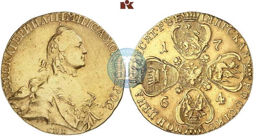 Picture 10 roubles 1764 year СПБ 