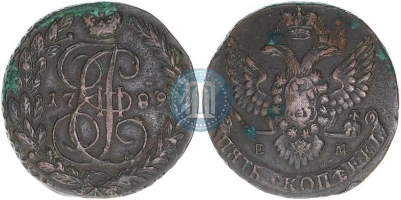 Фото 5 копеек 1789 года ЕМ 
