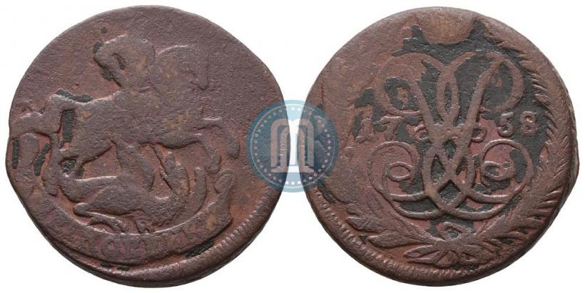 Picture 2 kopecks 1758 year  "Nominal under St. George"
