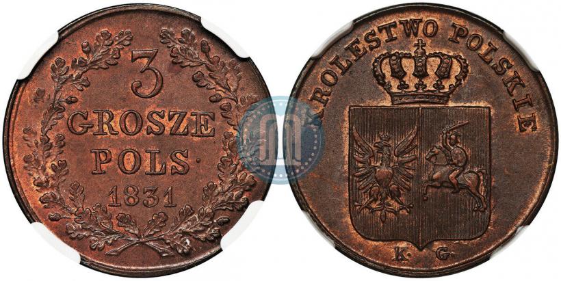 Фото 3 гроша 1831 года KG "Польское восстание"