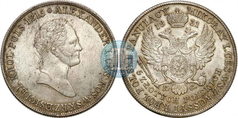 Picture 5 złotych 1831 year KG 