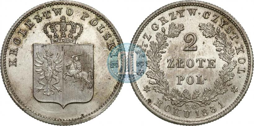 Picture 2 złote 1831 year KG "Polish uprising"