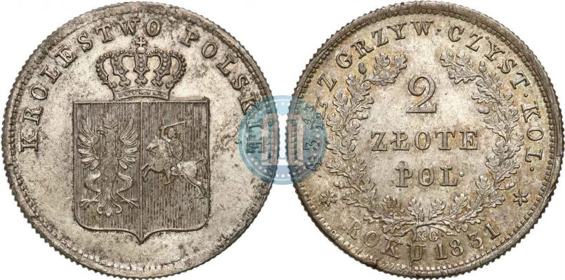 Picture 2 złote 1831 year KG "Polish uprising"