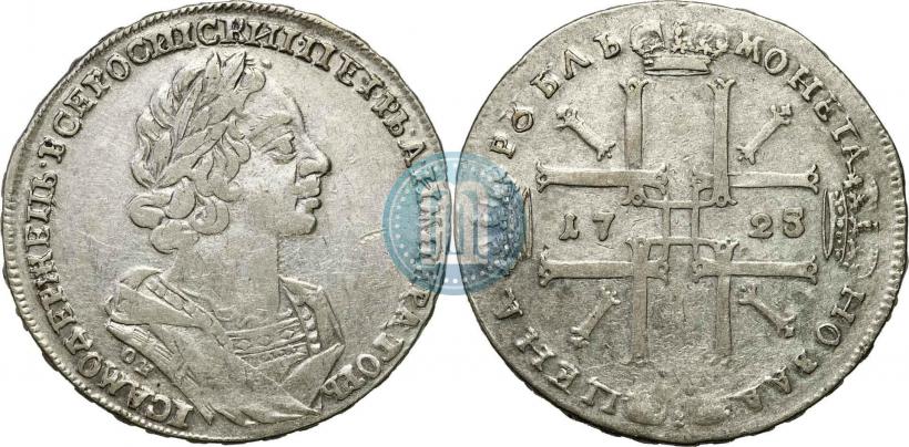 Фото 1 рубль 1725 года OK "Портрет в античных доспехах"