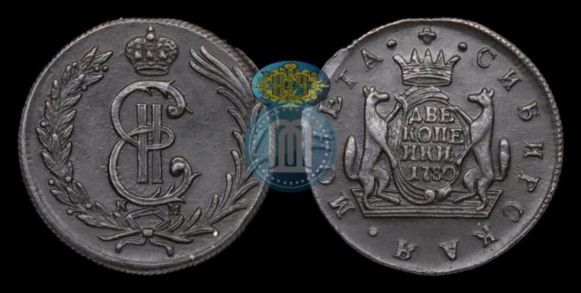 Фото 2 копейки 1780 года КМ 