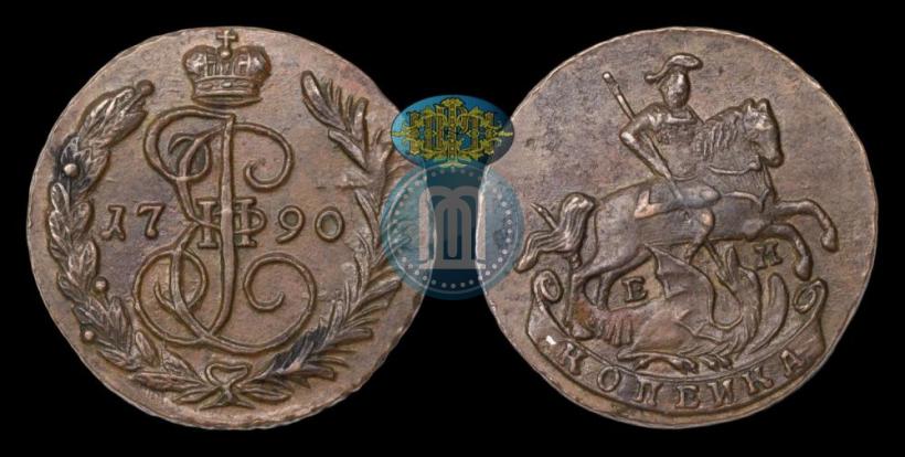 Picture 1 kopeck 1790 year ЕМ 