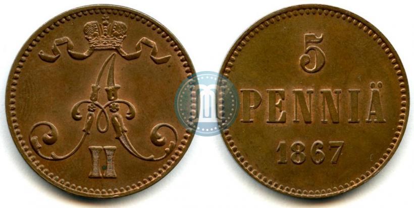 Picture 5 pennia 1867 year  