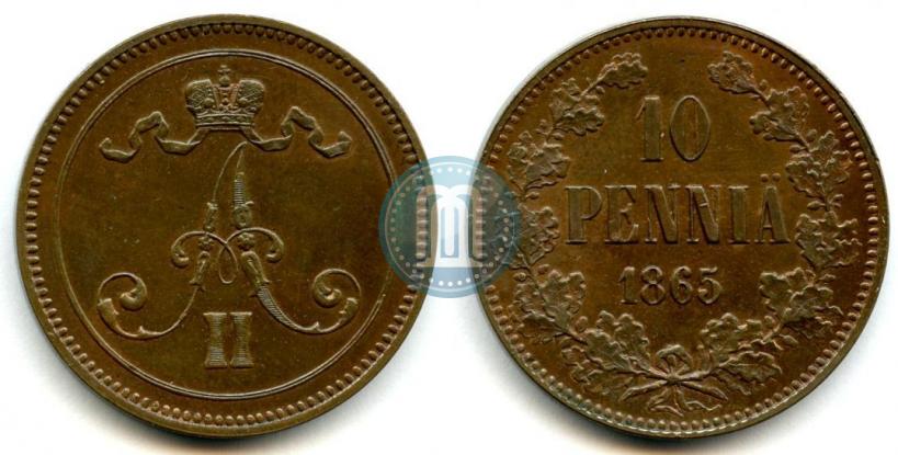 Picture 10 pennia 1865 year  