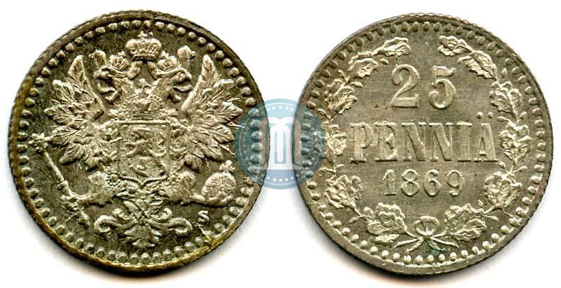 Фото 25 пенни 1869 года S 
