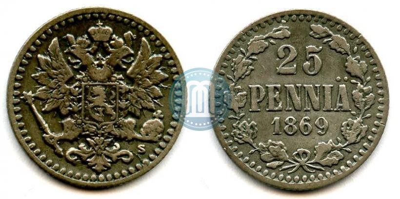 Фото 25 пенни 1869 года S 