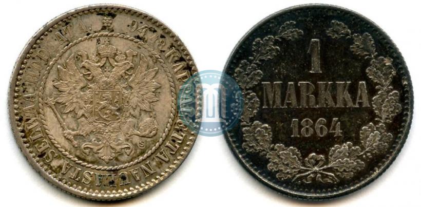 Picture 1 markka 1864 year S 