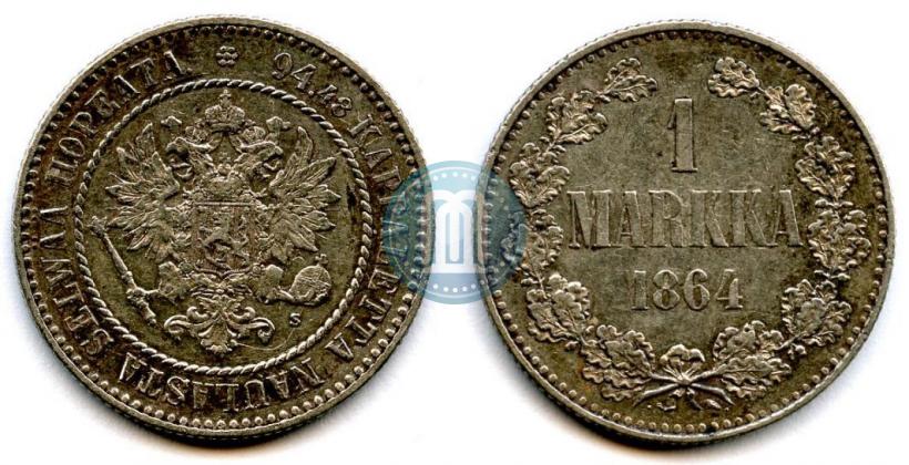 Picture 1 markka 1864 year S 