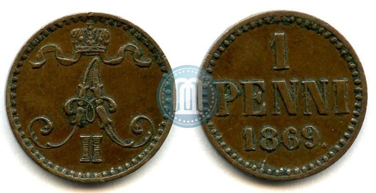 Фото 1 пенни 1869 года  