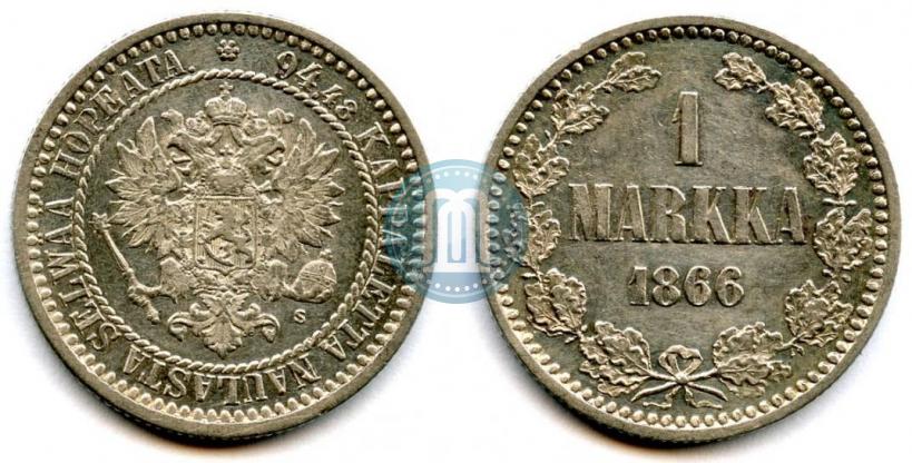 Picture 1 markka 1866 year S 