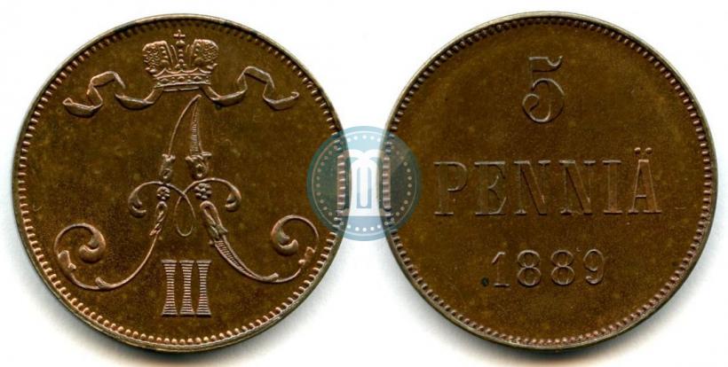 Picture 5 pennia 1889 year  