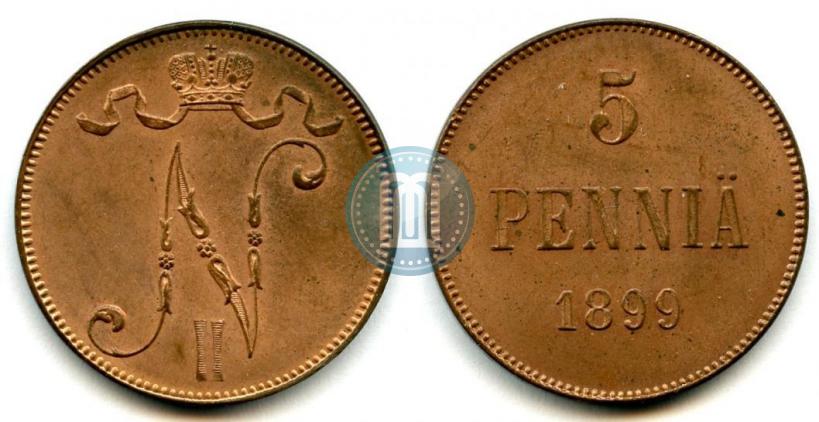 Picture 5 pennia 1899 year  