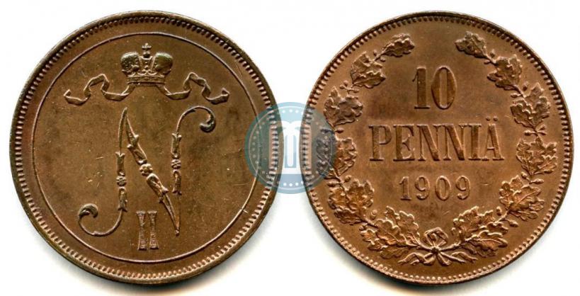 Picture 10 pennia 1909 year  