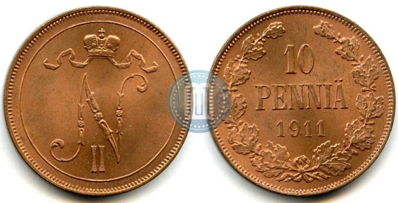 Picture 10 pennia 1911 year  