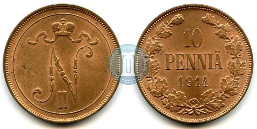 Picture 10 pennia 1914 year  