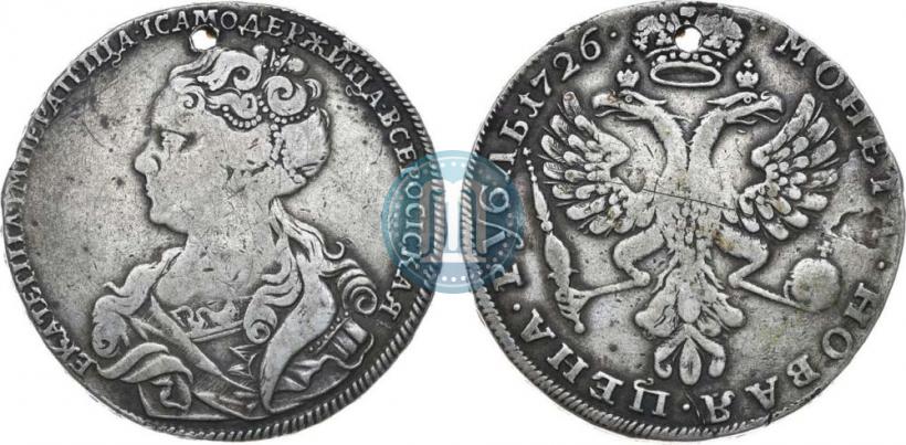 Фото 1 рубль 1726 года  "Московский тип, портрет влево"