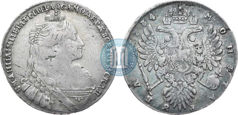 Фото 1 рубль 1734 года  "Тип 1735 года"
