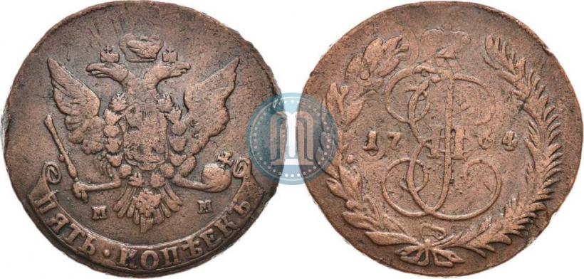 Picture 5 kopecks 1764 year ММ 