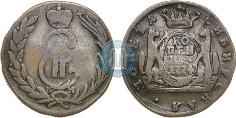 Фото 1 копейка 1774 года КМ 