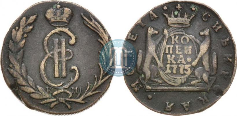 Picture 1 kopeck 1775 year КМ 