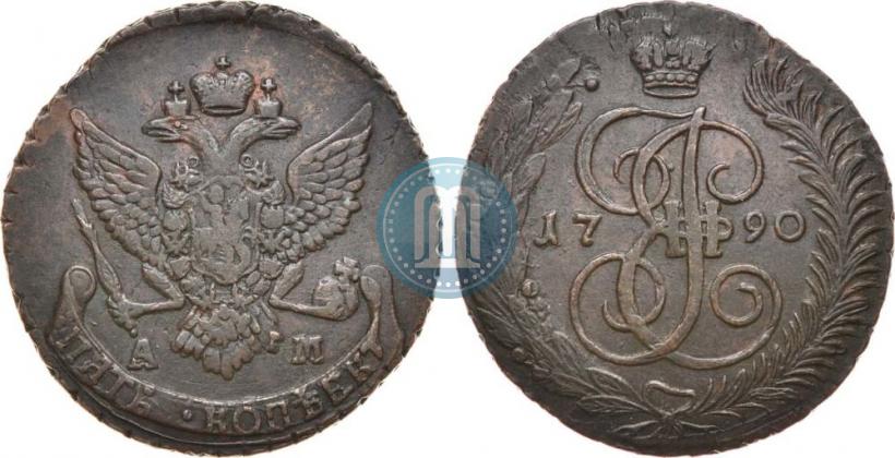 Picture 5 kopecks 1790 year АМ 