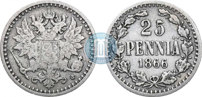 Фото 25 пенни 1866 года S 