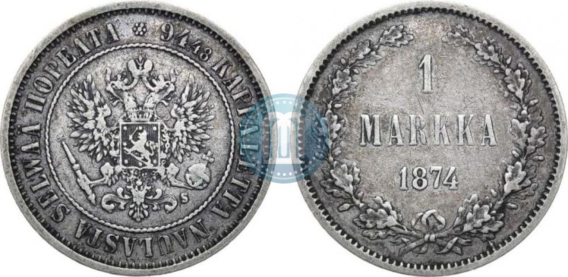Picture 1 markka 1874 year S 