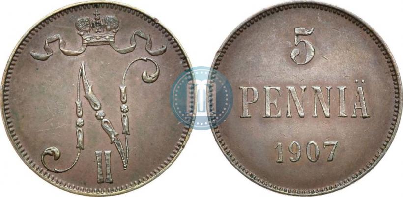 Picture 5 pennia 1907 year  