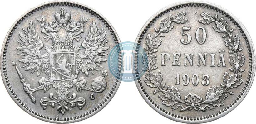 Фото 50 пенни 1908 года L 