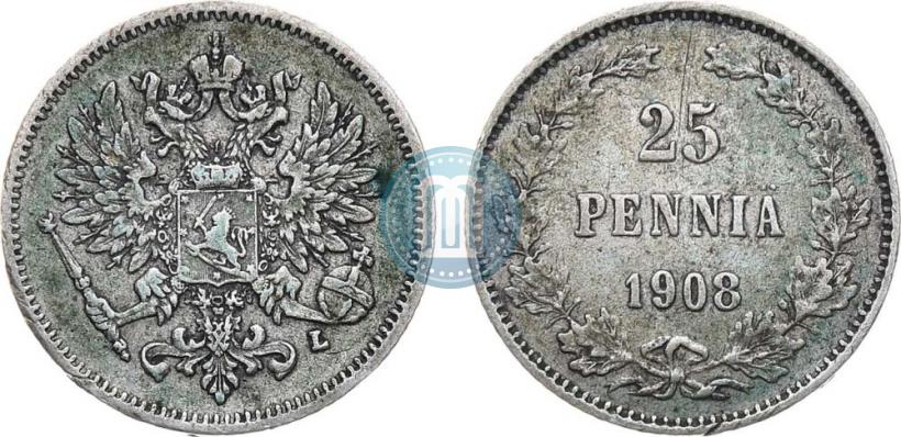 Picture 25 pennia 1908 year L 