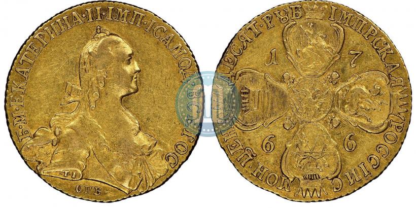 Picture 10 roubles 1766 year СПБ 