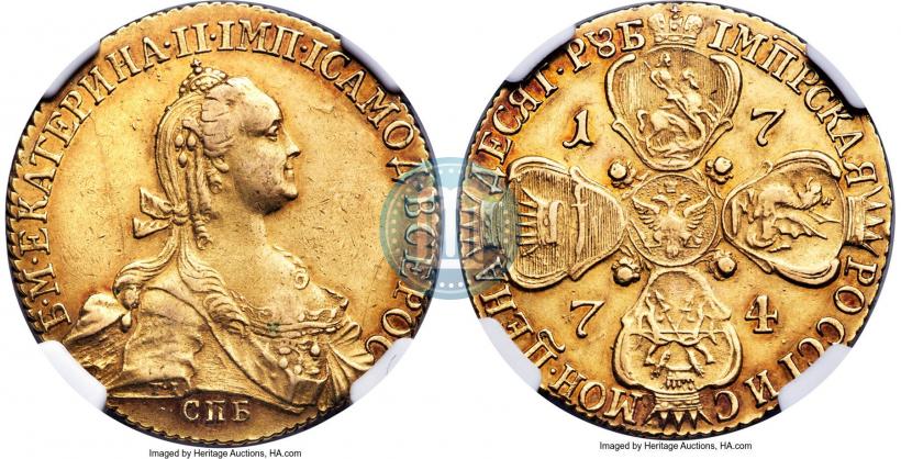 Picture 10 roubles 1774 year СПБ 