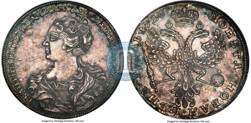 Picture 1 rouble 1726 year  "Moscow type, portrait turned to the left"