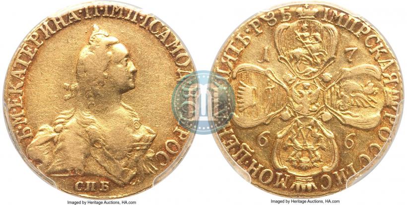 Picture 5 roubles 1766 year СПБ 