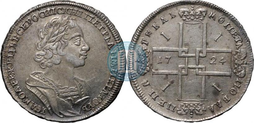 Фото 1 рубль 1724 года  "Портрет в античных доспехах"