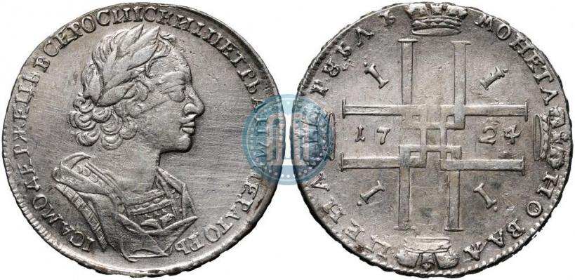 Фото 1 рубль 1724 года  "Портрет в античных доспехах"