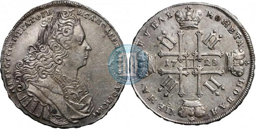 Фото 1 рубль 1728 года  "Тип 1727"