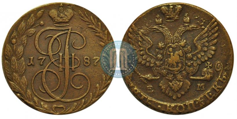 Picture 5 kopecks 1787 year ЕМ 