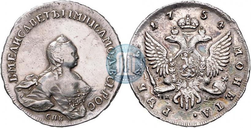 Фото 1 рубль 1754 года СПБ-ЯI "Портрет работы Бенджамина Скотта"