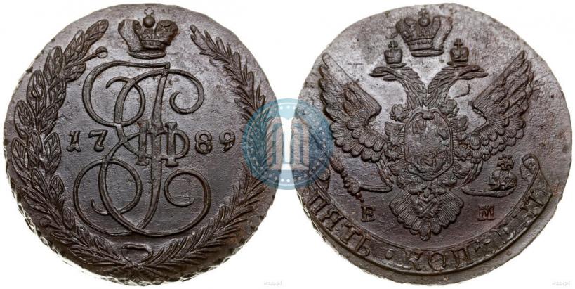 Фото 5 копеек 1789 года ЕМ 