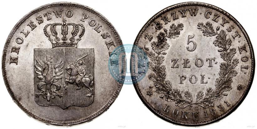 Picture 5 złotych 1831 year KG "Polish uprising"