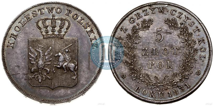 Picture 5 złotych 1831 year KG "Polish uprising"
