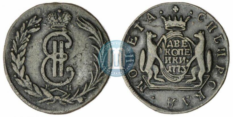 Фото 2 копейки 1773 года КМ 