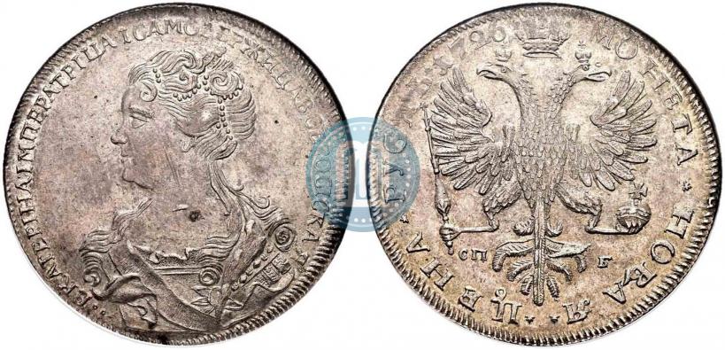 Picture 1 rouble 1726 year СПБ "Petersburg type, portrait turned to the left"