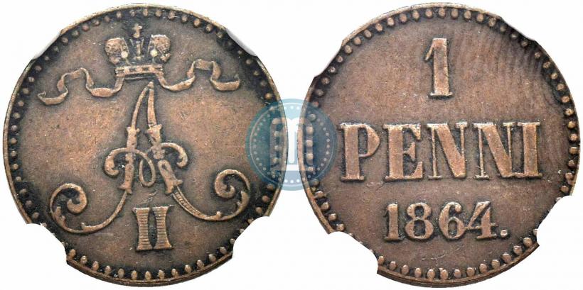 Фото 1 пенни 1864 года  