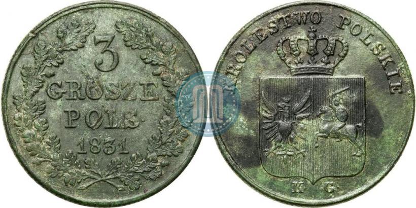 Фото 3 гроша 1831 года KG "Польское восстание"